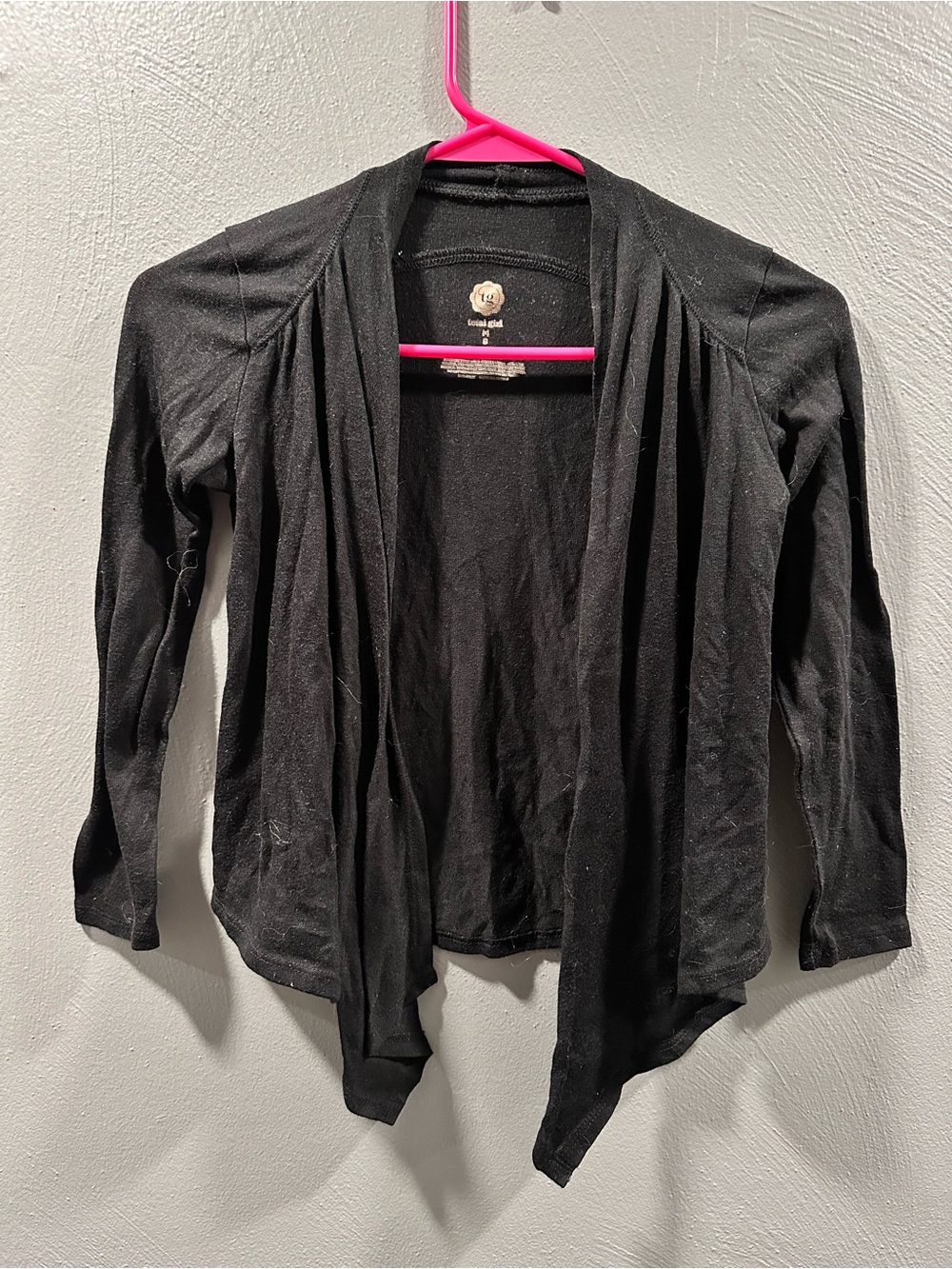 total girl Black Open-Front Girls Cardigan Sweater